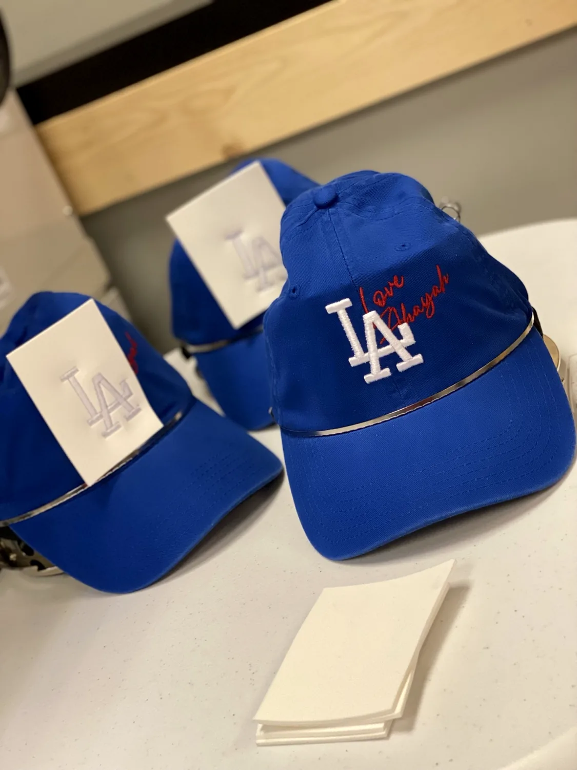 Royal blue embroidered baseball caps